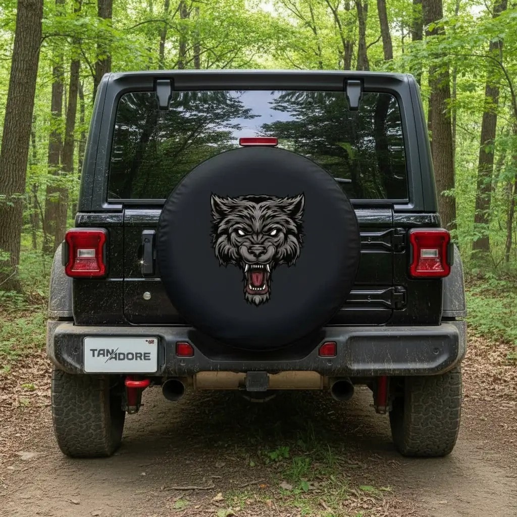 Angry Wolf Designed Spare Wheel Tire Cover